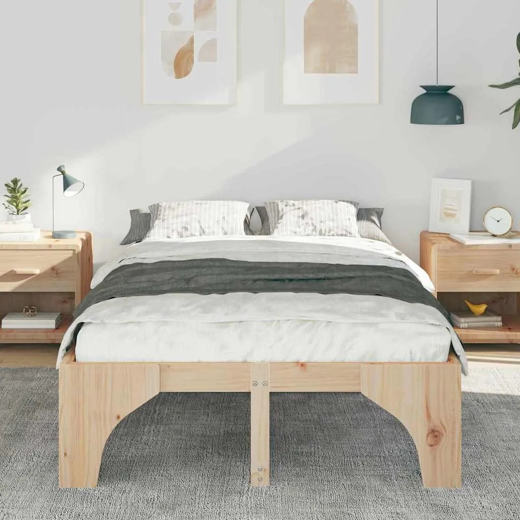 Estrutura de cama de chão Castanho 140 x 190 cm