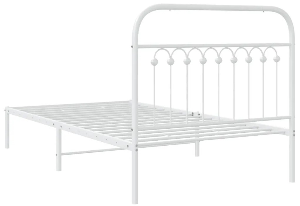 Estrutura de cama com cabeceira 100x190 cm metal branco