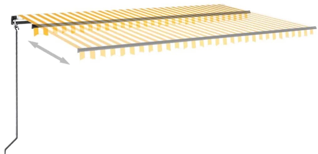 Toldo retrátil manual com LED 500x300 cm amarelo e branco
