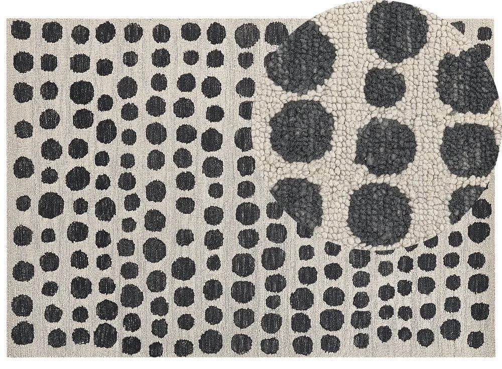 Tapete de lã creme e preto 160 x 230 cm HAVRAN Beliani