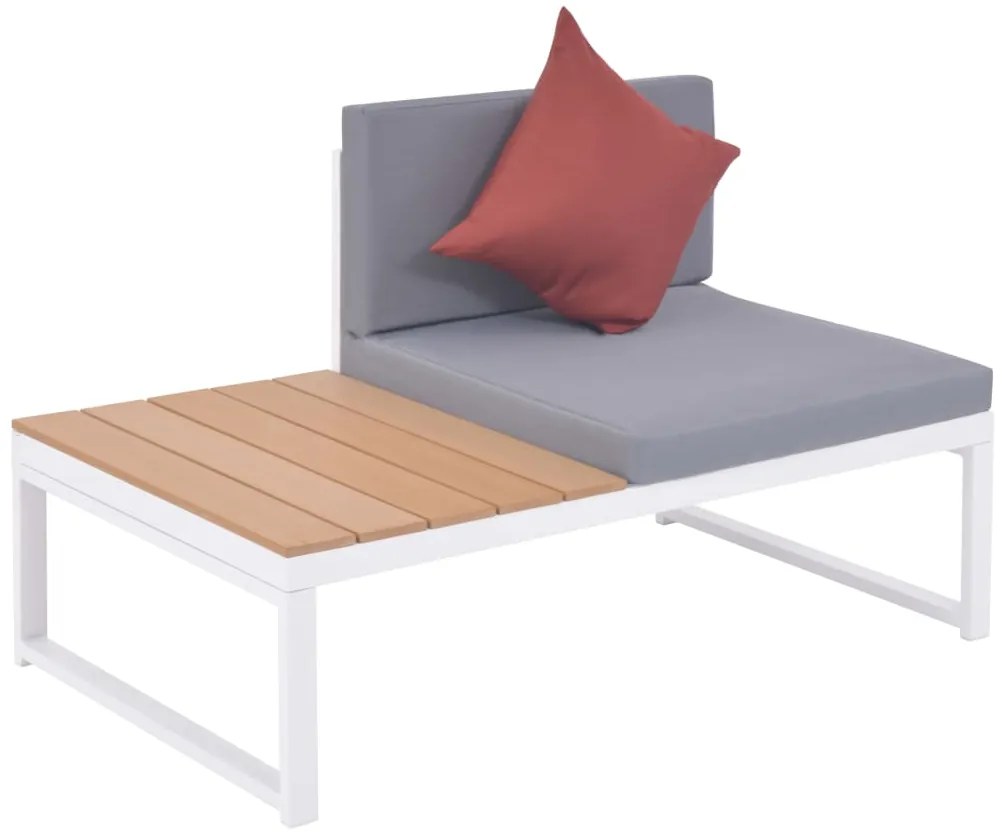 4 pcs conjunto lounge p/ jardim com almofadas alumínio e WPC