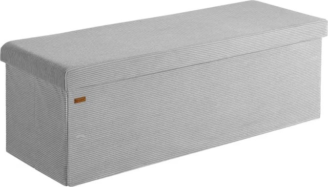 Banco dobrável em cordão macio com espaço de arrumação 114 x 38 x 38 cm Cinzento