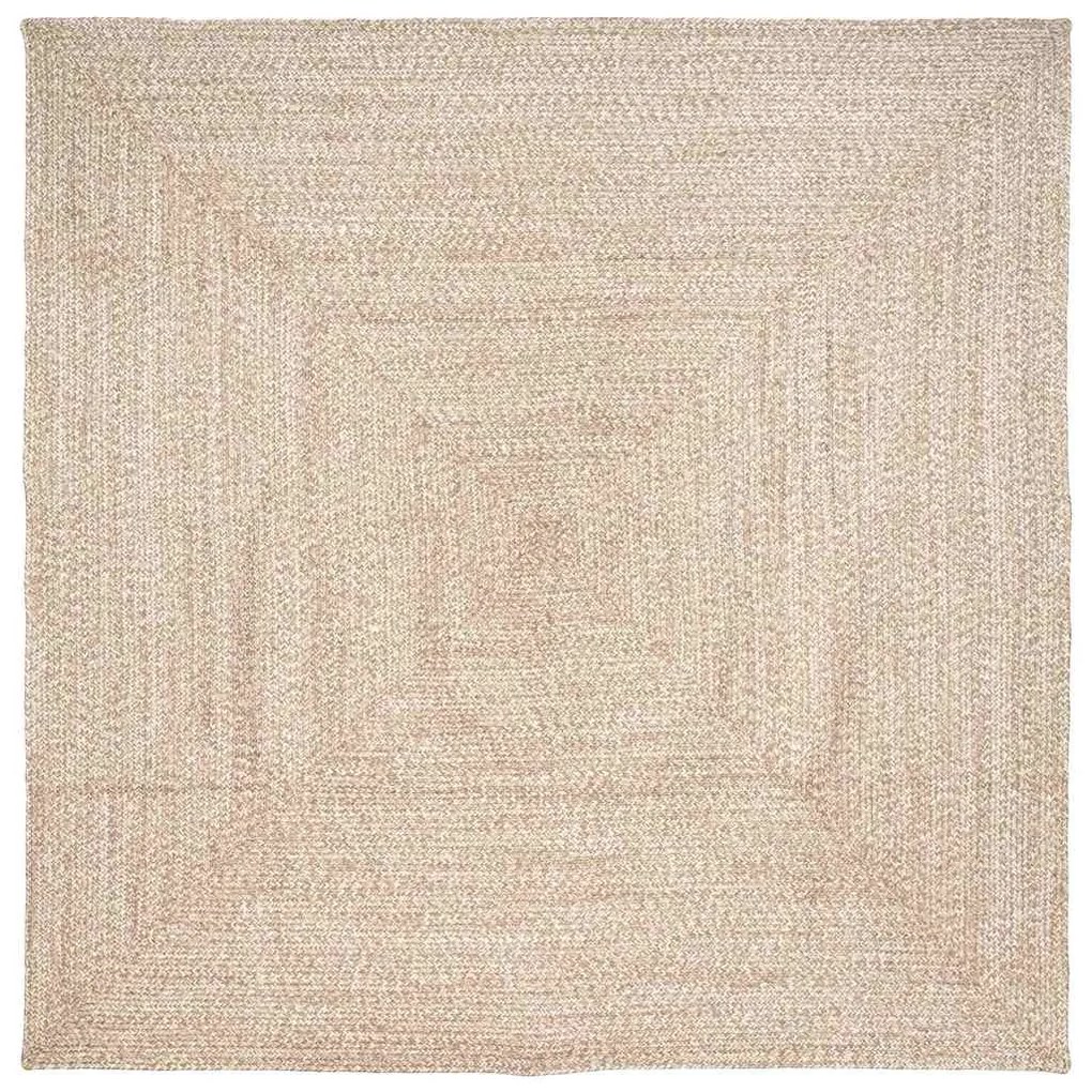 vidaXL Tapetes de área Quadrado Natural e Branco 240 x 240 cm
