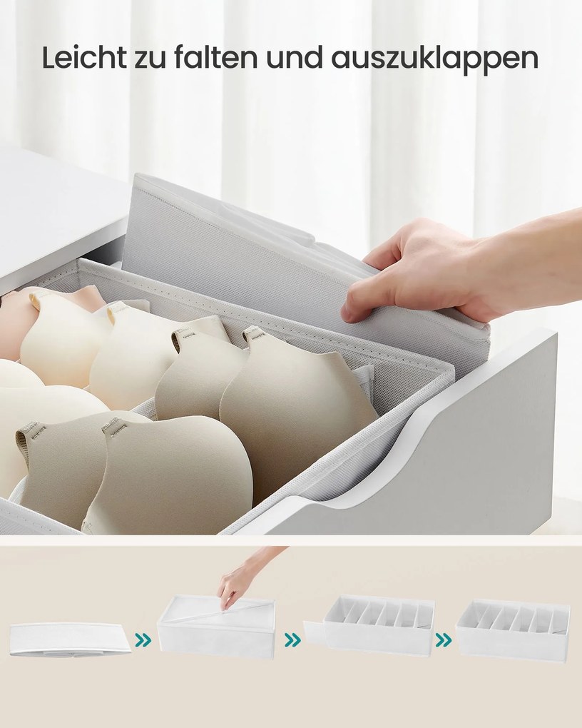 Conjunto de 8 organizadores guarda roupa, gavetas de roupa interior, branco