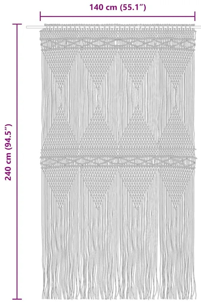 Cortina em macramé 140x240 cm algodão antracite