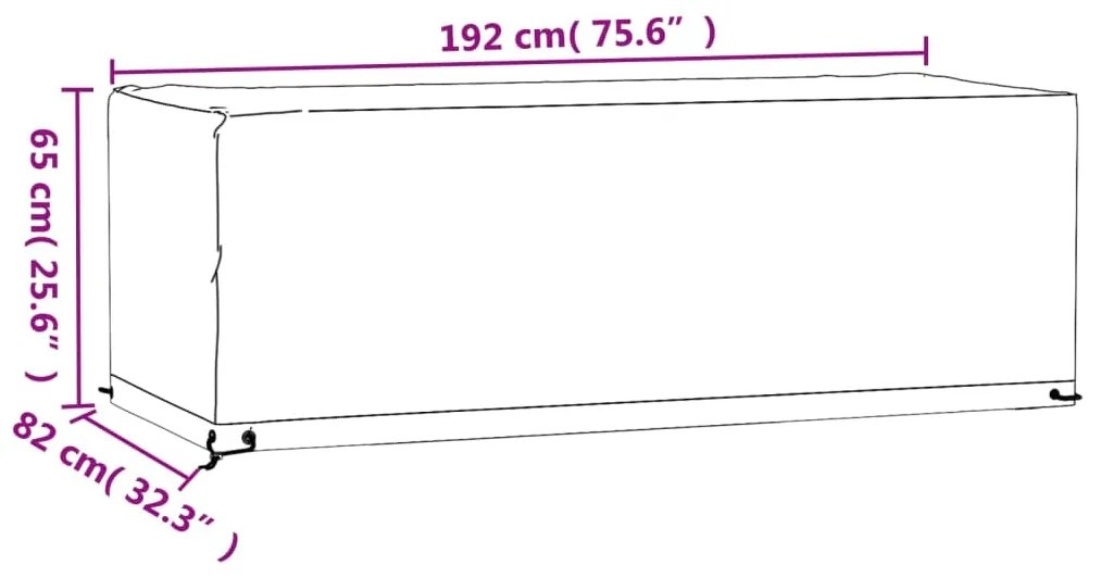 Capas p/ mobília de jardim 2 pcs 8 ilhós 192x82x65cm retangular