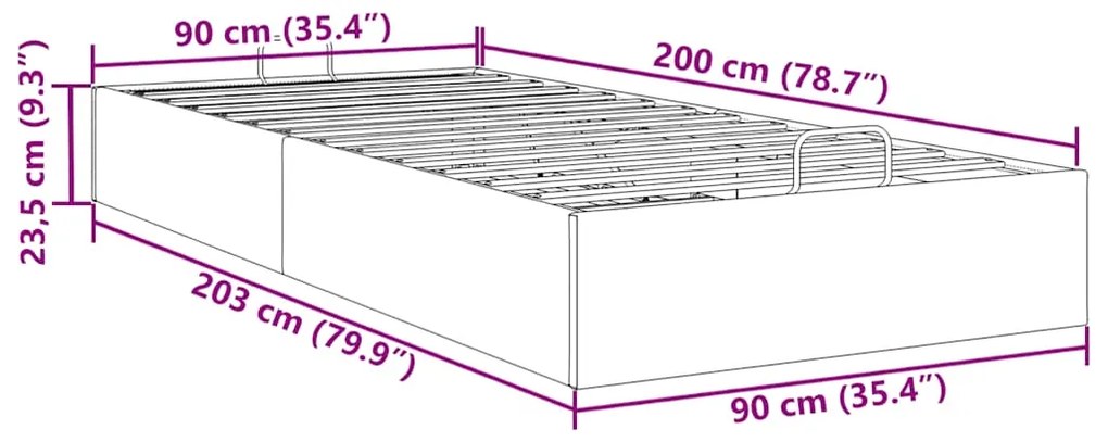 Ottoman Bed Frame No Colchão Azul Escuro 90x200 cm Veludo