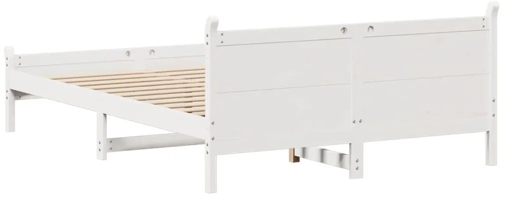 Cama sem colchão 160x200 cm madeira de pinho maciça branco