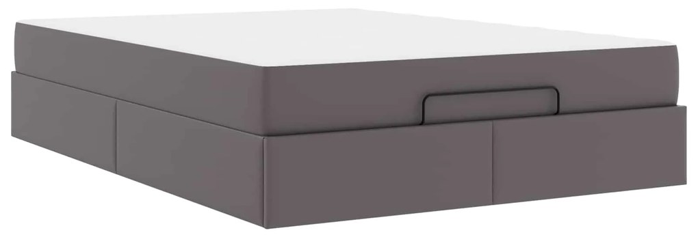 vidaXL Estrutura de cama com colchão com colchão 2 pcs Cinzeto PVC