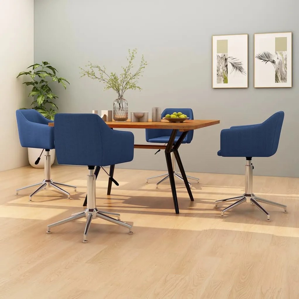 vidaXL Cadeiras de jantar giratórias 4 pcs tecido azul