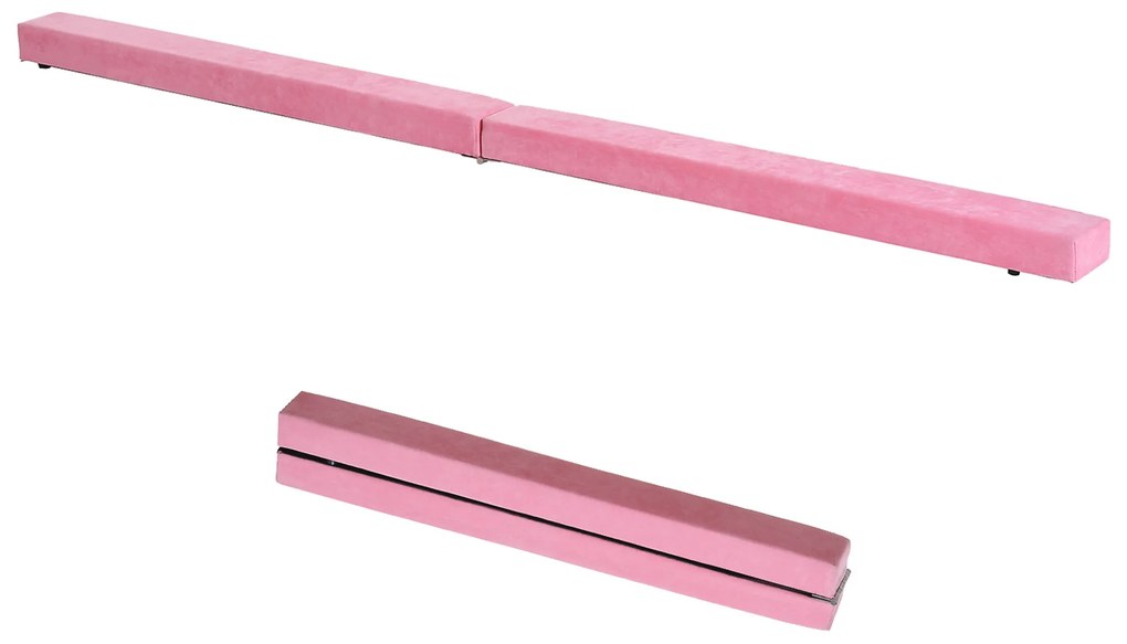 HOMCOM Barra de Equilíbrio Ginástica Dobrável 210 cm Barra de Ginástica Artística para Crianças Iniciantes e Ginastas 210x10x6,5 cm Rosa | Aosom Portugal