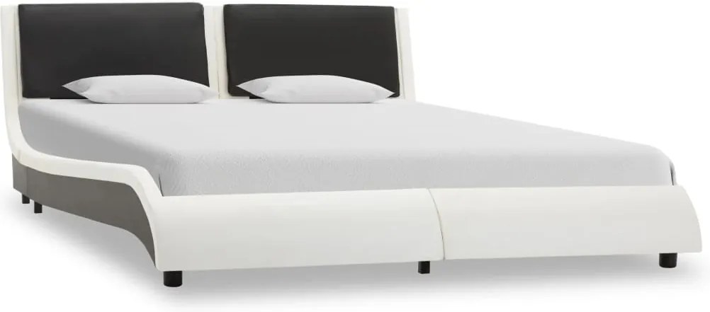 Estrutura de cama 120x200 cm couro artificial branco e preto