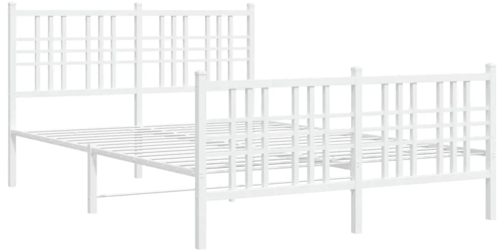 Estrutura de cama com cabeceira e pés 140x190 cm metal branco