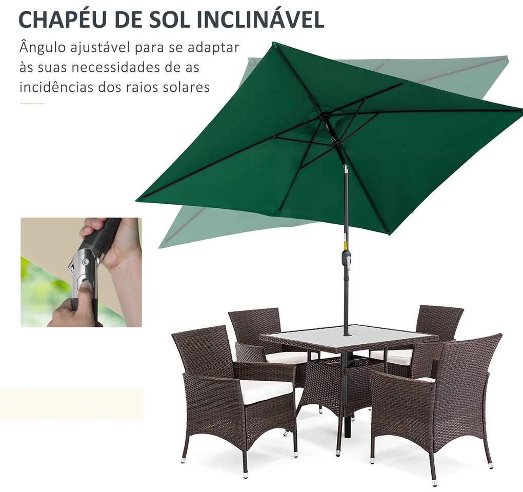 Chapéu de Sol de Alumínio 195x295x240 cm Chapéu de Sol Retangular de J