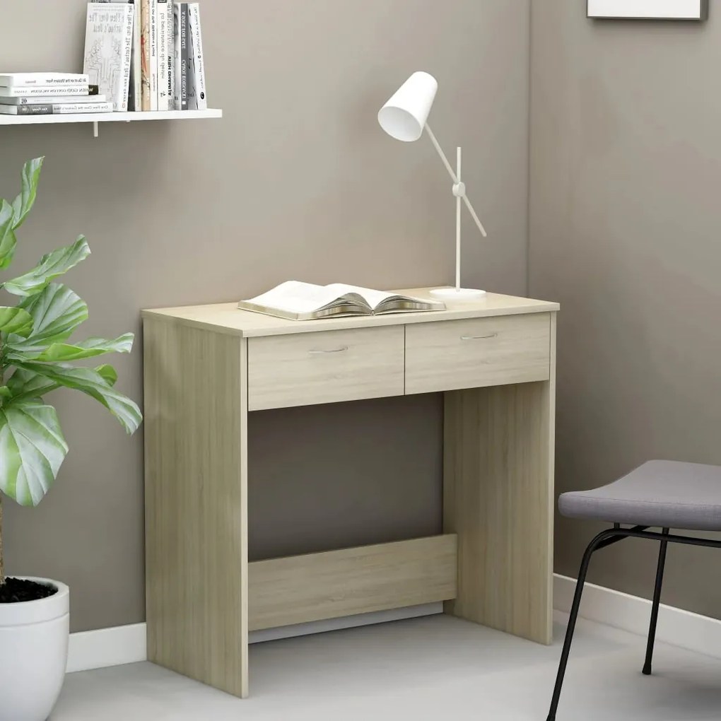 801358 vidaXL Secretária 80x40x75 cm contraplacado carvalho sonoma
