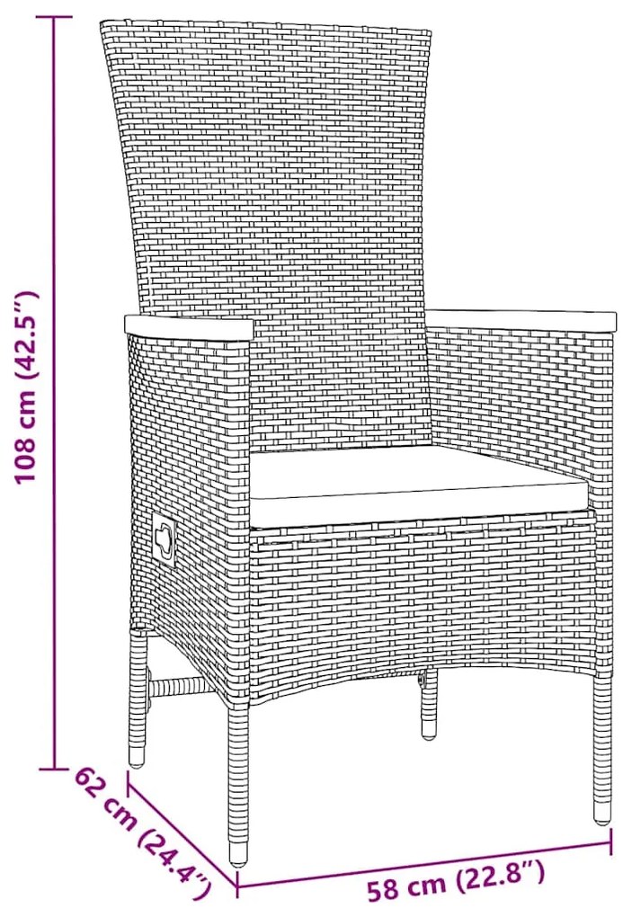 Cadeiras Externas 5 pcs Cinzento 80 x 80 x 73 cm Ratan PE