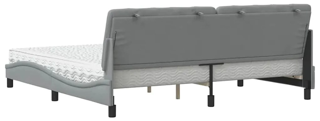 Cama com colchão 200x200 cm tecido cinzento-claro
