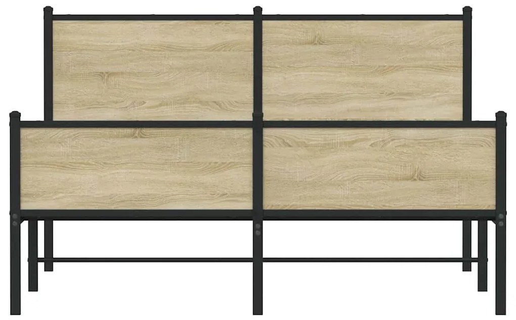Estrutura de cama sem colchão 140x190 cm metal carvalho sonoma