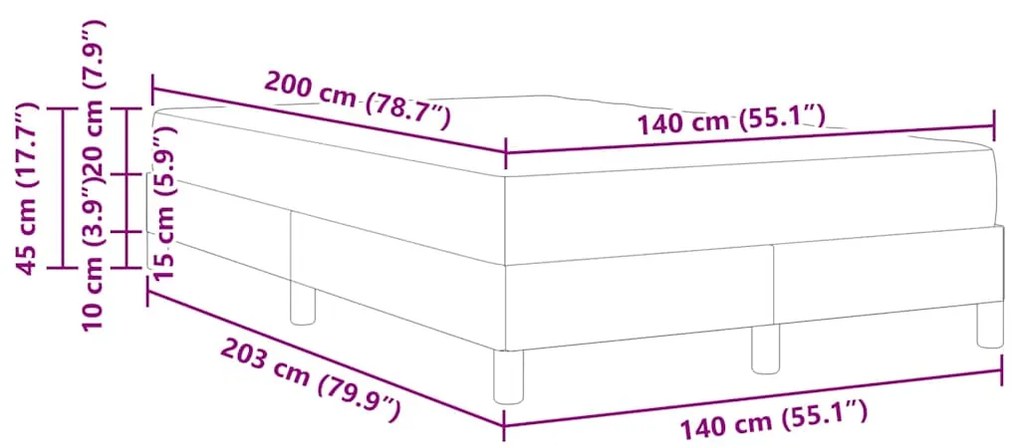 Cama Box Taupe, Marrom 140 x 200 cm
