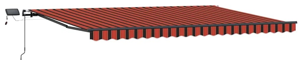 Toldo Retrátil Manual com LED em Laranja e Marrom, 500x300 cm