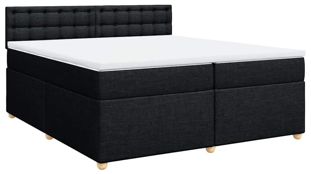 Cama com molas/colchão 200x200 cm tecido preto