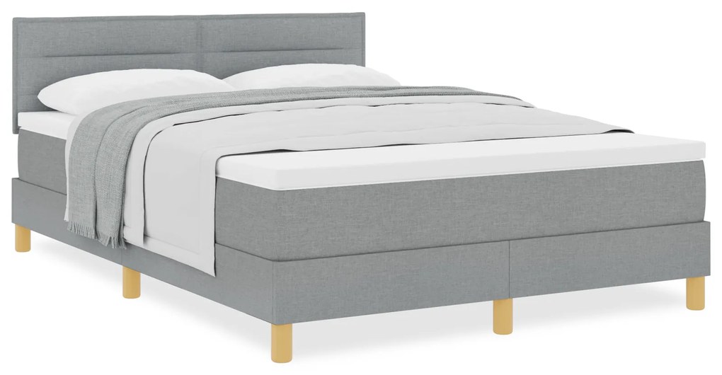 Cama Box Spring com Colchão Cinza Claro 140x200 cm Tecido
