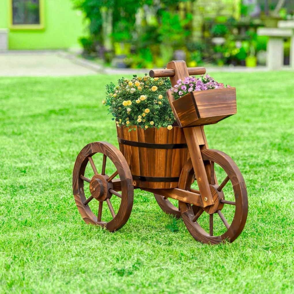 Suporte para plantas em forma de triciclo - prateleira para vasos de flores - Floreira 52 x 31 x 45 cm - Madeira de abeto