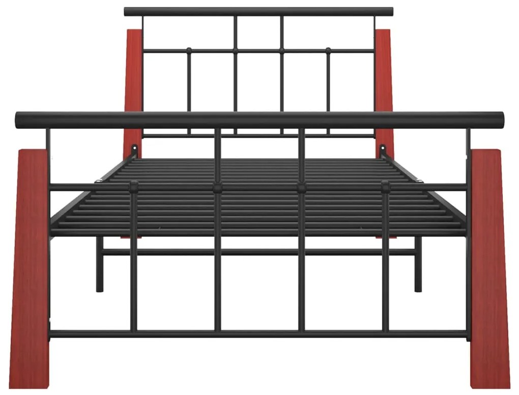 Estrutura de cama 100x200 cm metal/madeira de carvalho maciça