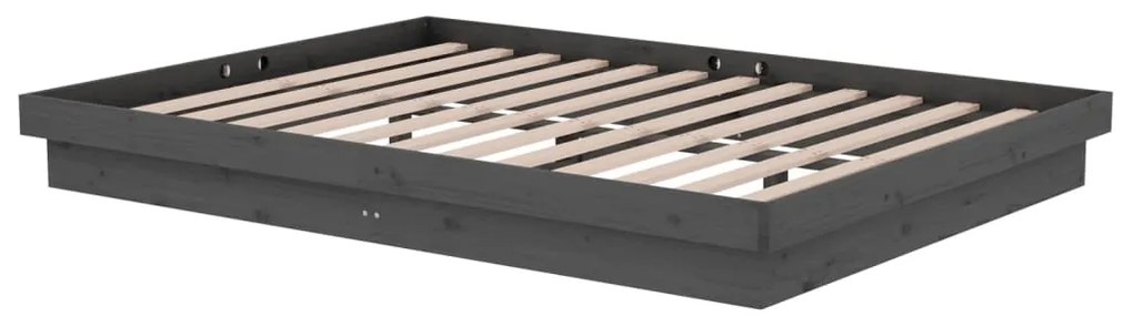 Estrutura de cama 140x190 cm madeira maciça cinzento