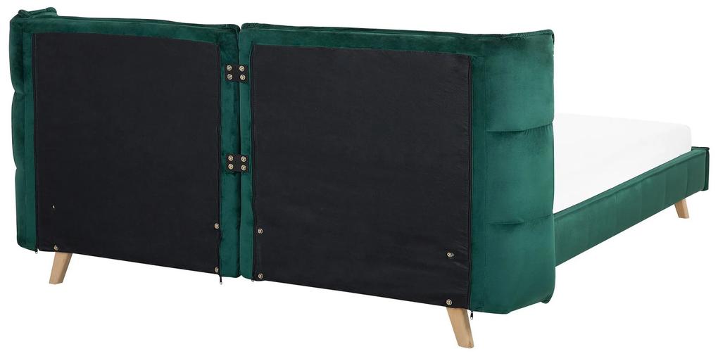 Cama de casal em veludo verde escuro 160 x 200 cm SENLIS Beliani