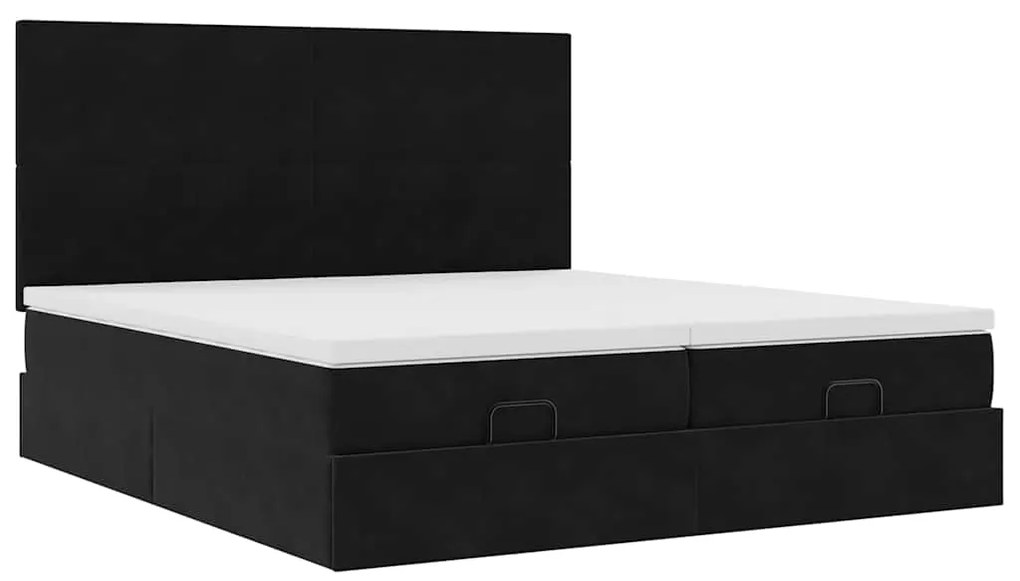 Estrutura de cama otomana com colchões 160x200 cm veludo preto