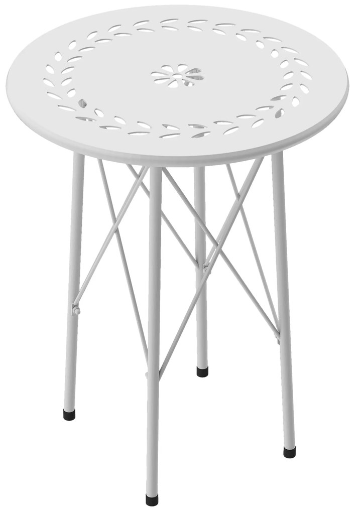 Outsunny Mesa Jardim Redonda Varanda Ø40x50 cm Pés Ajustáveis Estrutura Forma X Exterior Interior Resistente Branco | Aosom Portugal