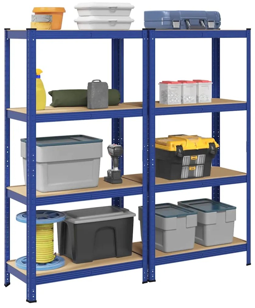 Prateleiras de armazenamento de 4 camadas 2 pcs aço azul