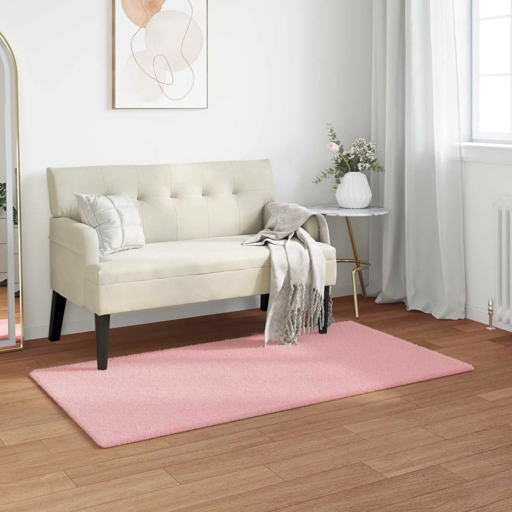 vidaXL Tapete de Pelo Sintético de Coelho Olite Rosa 60 x 110 cm