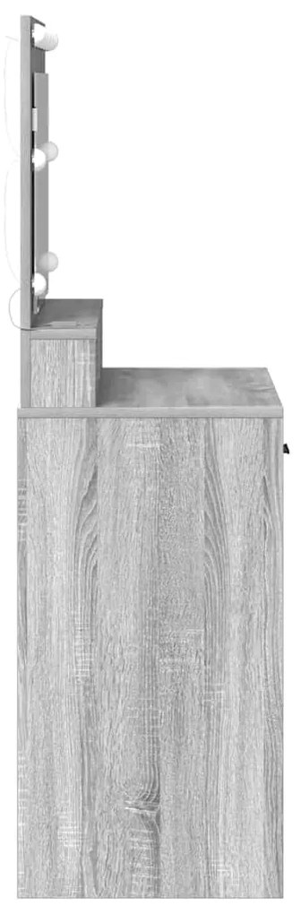 Mesa de Maquiagem vidaXL com Luzes LED Cinza Sonoma 79x41x135 cm