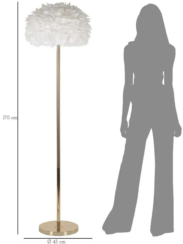 Candeeiro de Pé "Feathers Slim" – Ø43x170 cm – Branco e Dourado