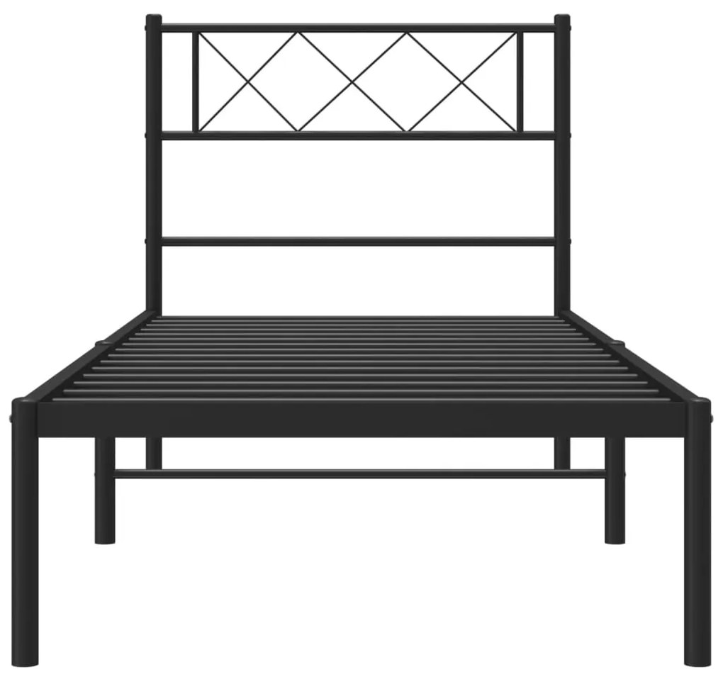 Estrutura de cama metal s/ colchão c/ cabeceira 75x190 cm preto