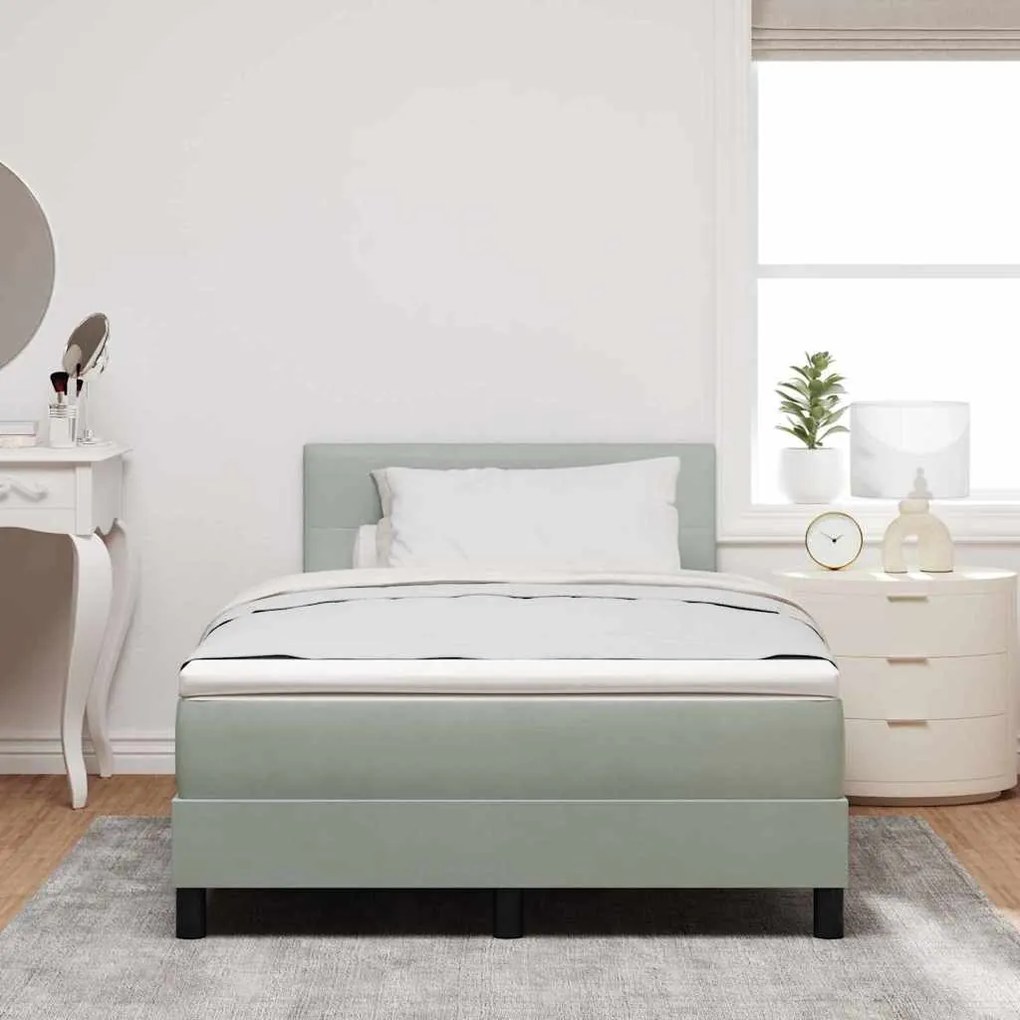 Cama Box com Colchão vidaXL Cinza Claro 120x200 cm Veludo
