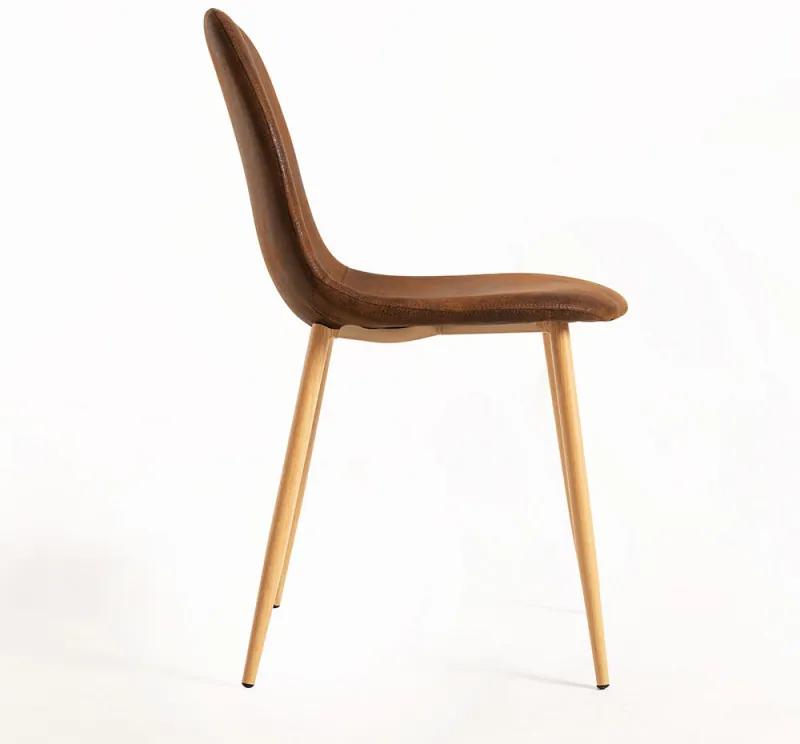 Cadeira Teok Couro Sintético - Marrom Vintage