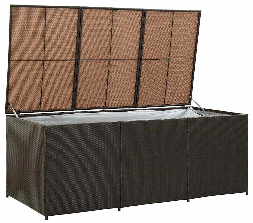 Caixa de arrumação para jardim 180x90x70 cm vime PE castanho