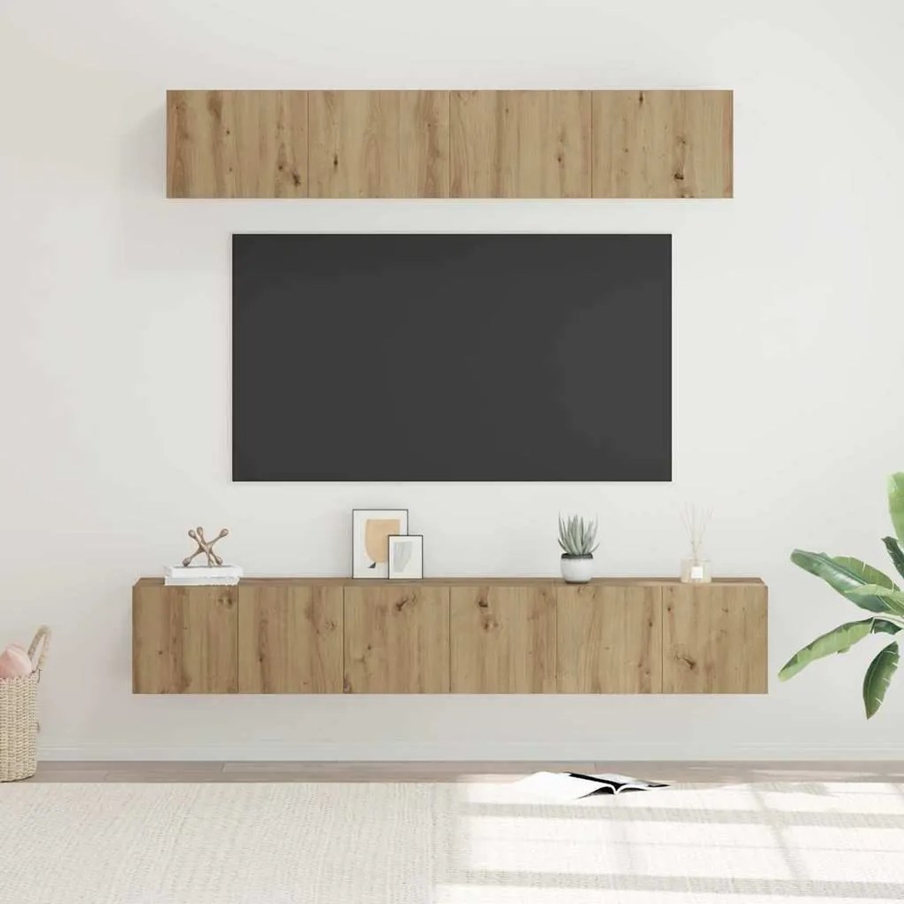 Conjunto de Estantes para TV 5 pcs carvalho artisiano