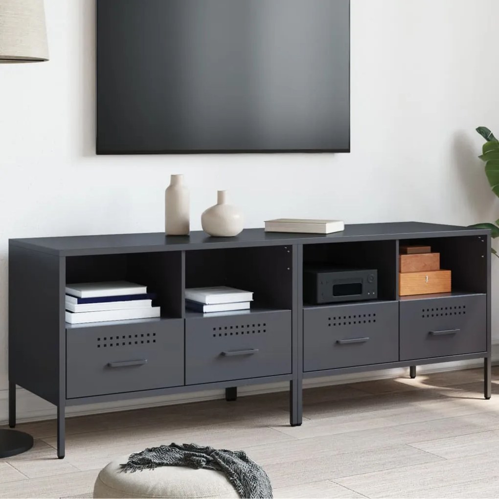 vidaXL Móveis de TV 2 pcs 68x39x50,5 cm aço antracite