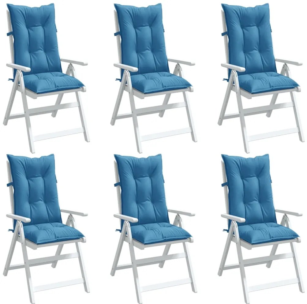 vidaXL Almofadões para cadeiras altas 6 pcs mesclado tecido azul