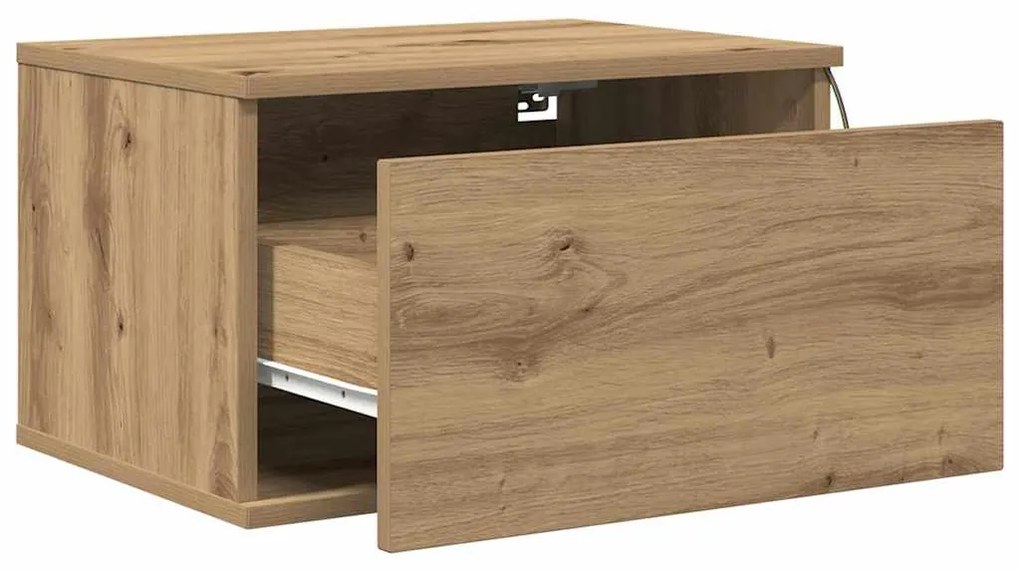 Mesa de cabeceira vidaXL com LED em Carvalho Artisan 50x36x30 cm