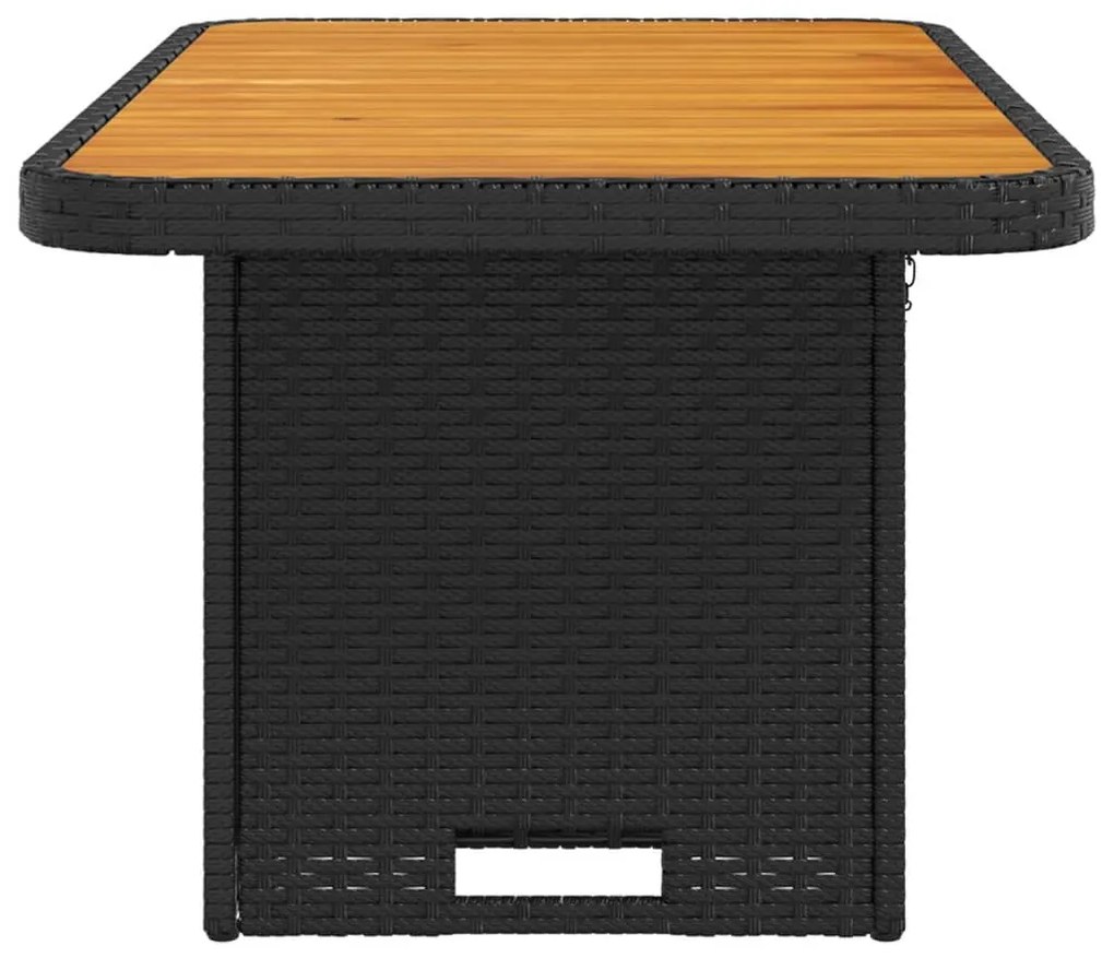 Mesa de jardim 90x55x71 cm vime PE e madeira de acácia preto