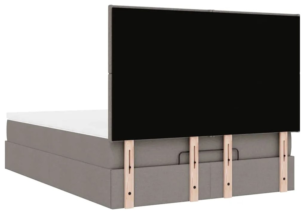 Estrutura de cama otomana com colchão tecido cinzento 140x200cm