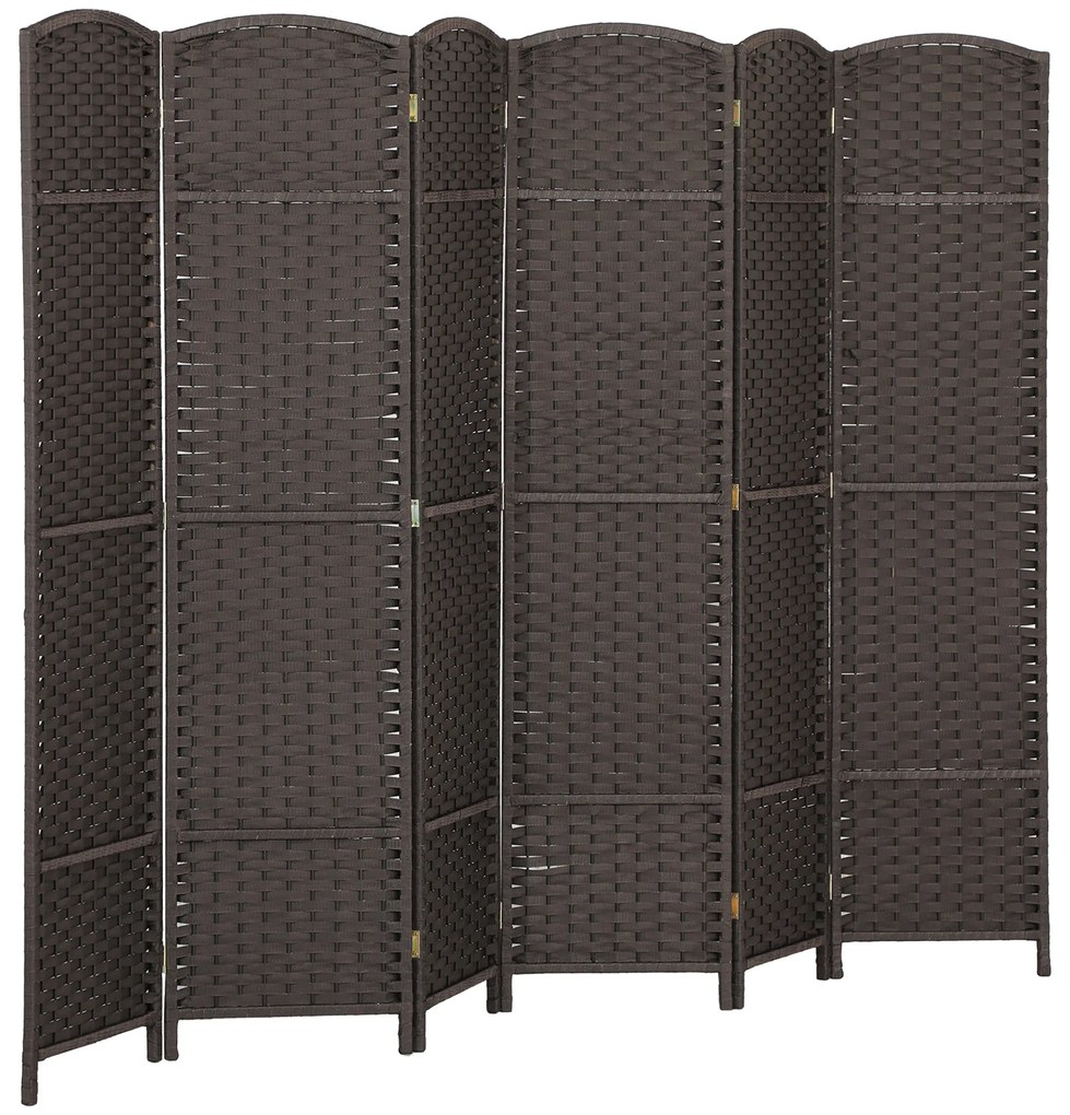 Biombo de 6 Painéis Separador de Ambientes Dobrável 240x1,6x170 cm para Sala de Estar Dormitório Escritório Castanho