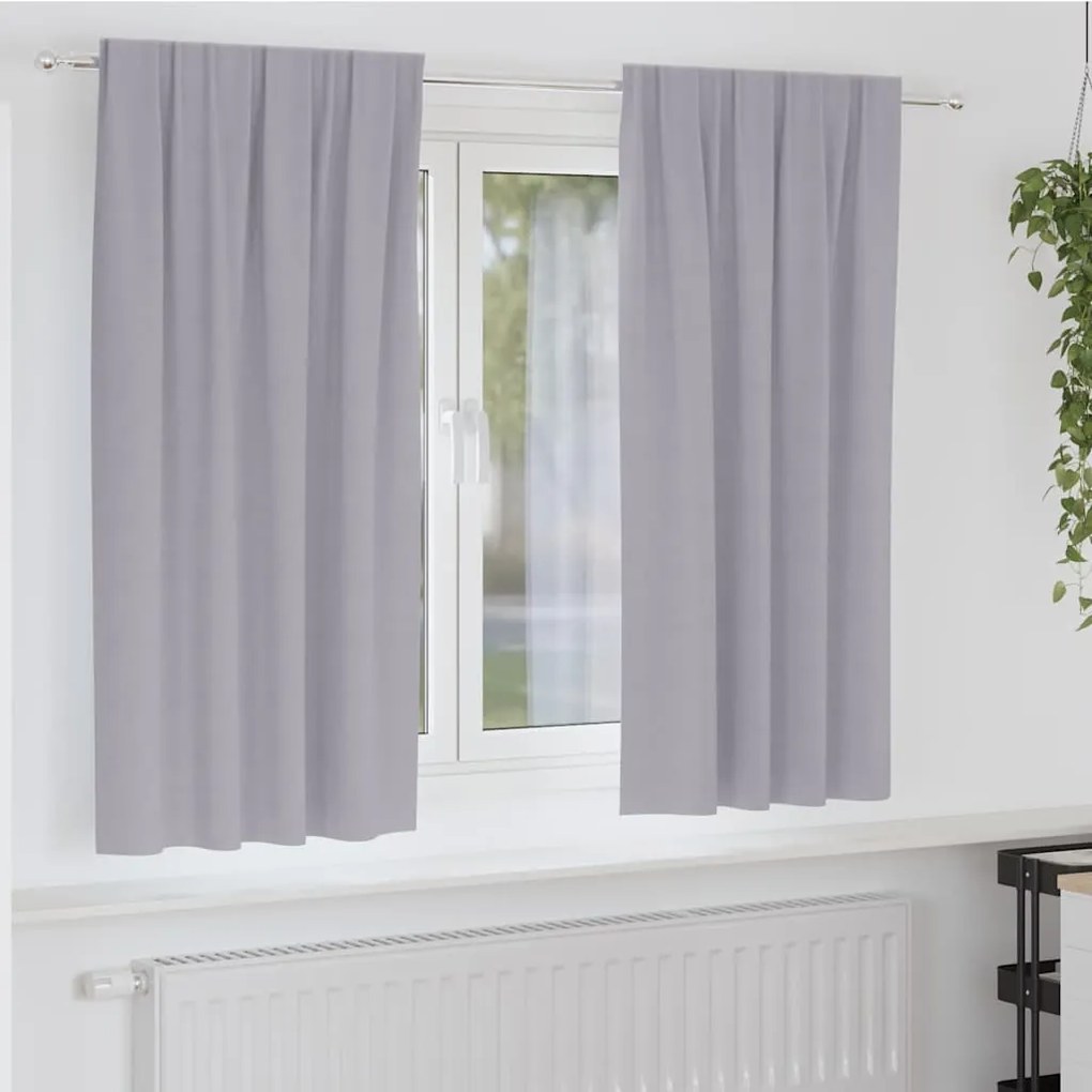 vidaXL Cortinas com cortinas 2 pcs Cinza Metálico Poliéster
