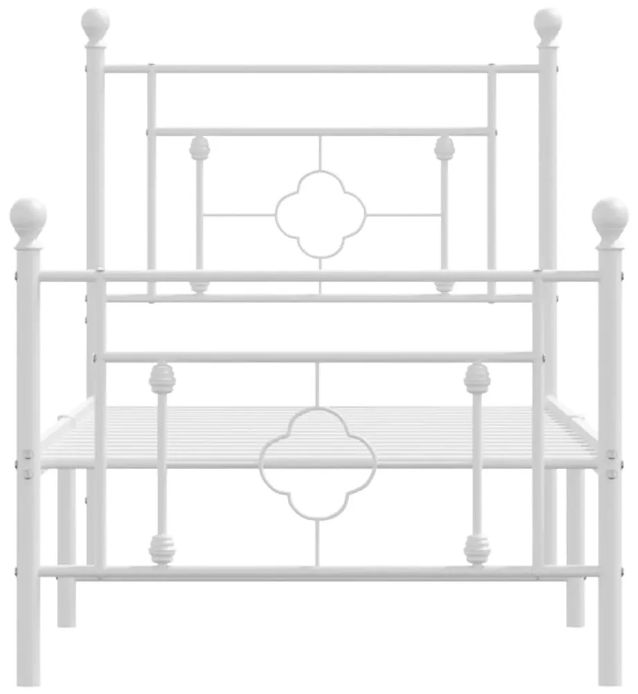 Estrutura de cama com cabeceira e pés 75x190 cm metal branco