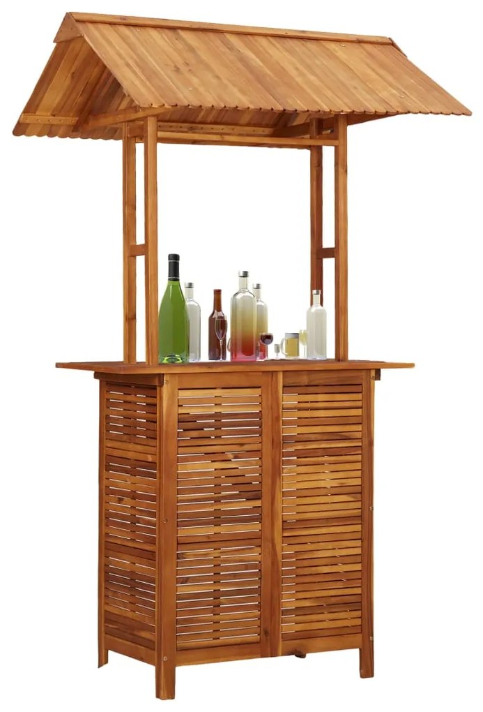 vidaXL Mesa de bar exterior c/ telhado 113x106x217 cm acácia maciça